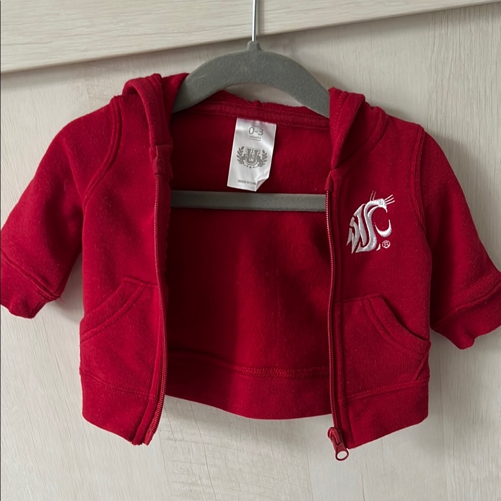 Crimson Red Zip-Up Hoodie with WSU Logo